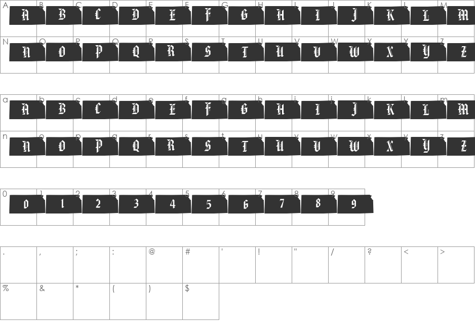 pf_ks font character map preview