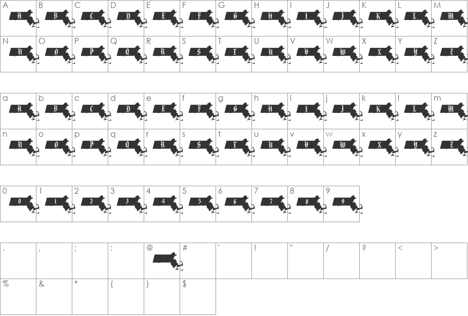 pf_ma font character map preview