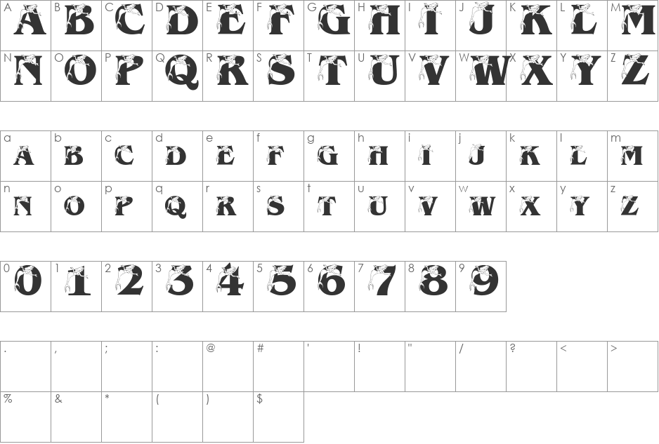 pf_mermaid 300 font character map preview
