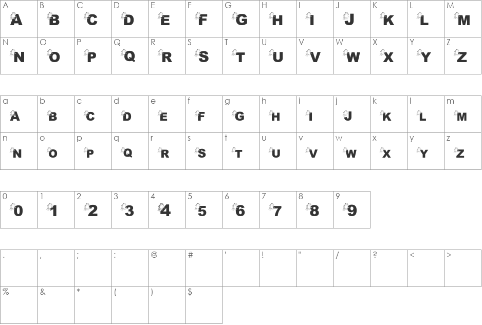 pf_monster-1 font character map preview