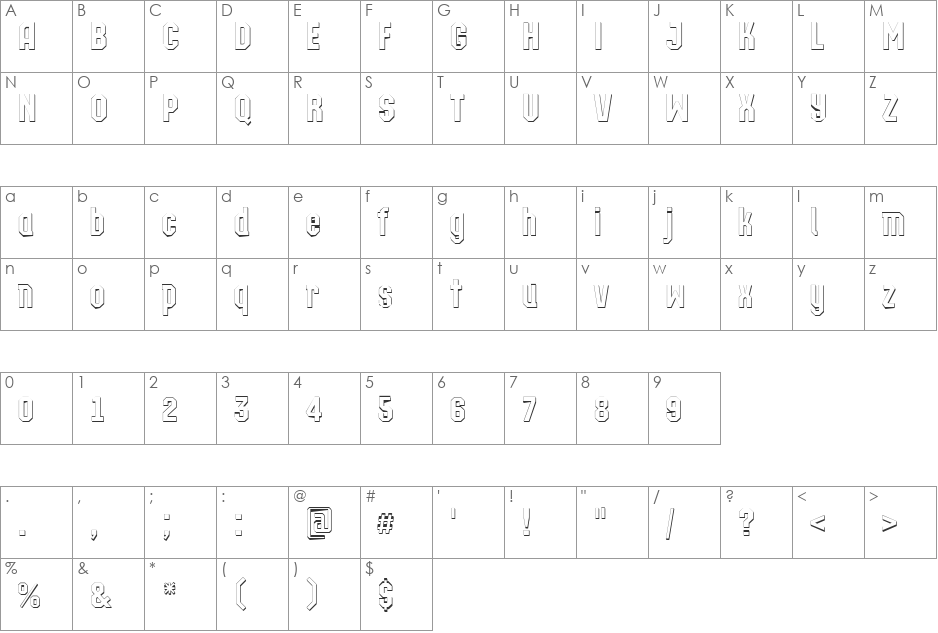 a_Technics3D font character map preview