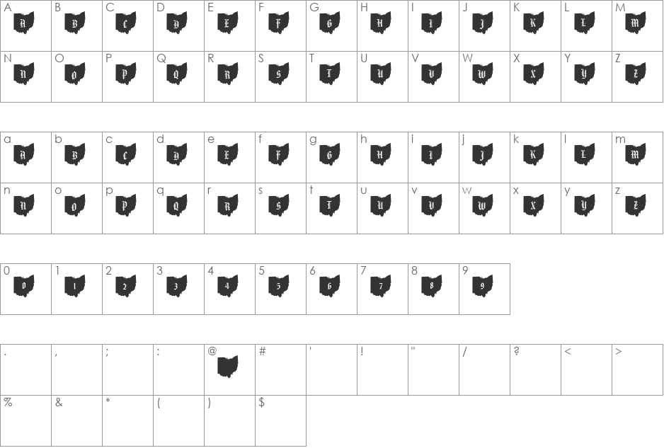 pf_oh font character map preview