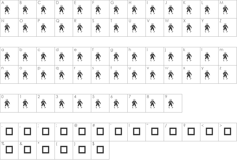 pf_old_marine font character map preview