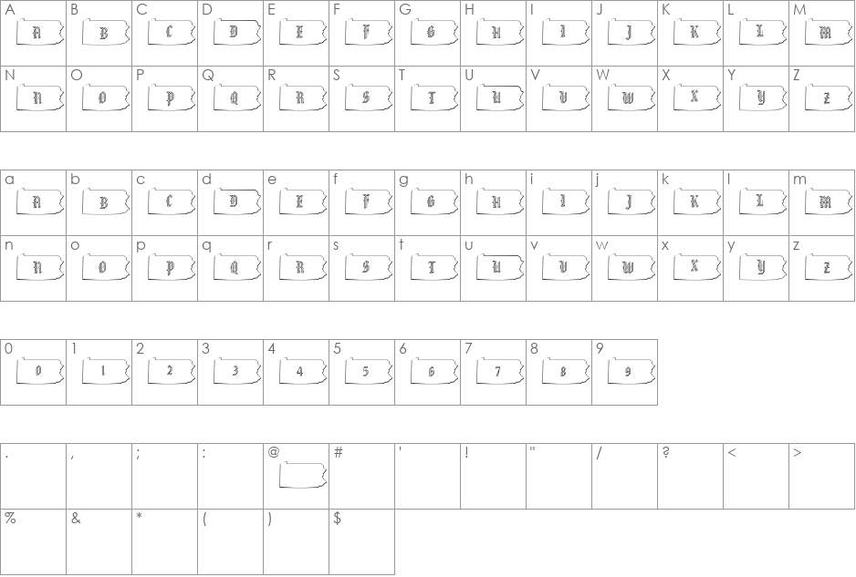 pf_pa-outline font character map preview