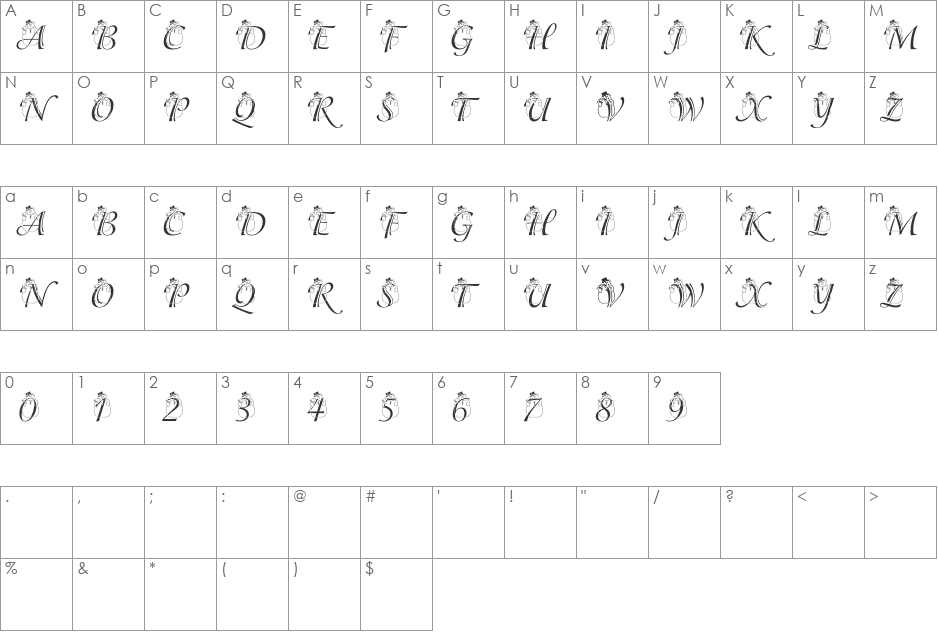pf_snowman_adorable font character map preview