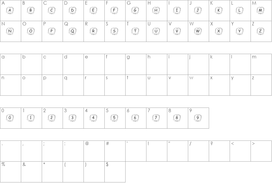 pf_something_for_valentines font character map preview