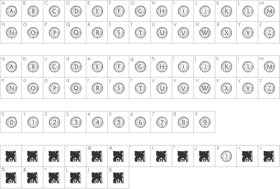 pf_sstar1 font character map preview