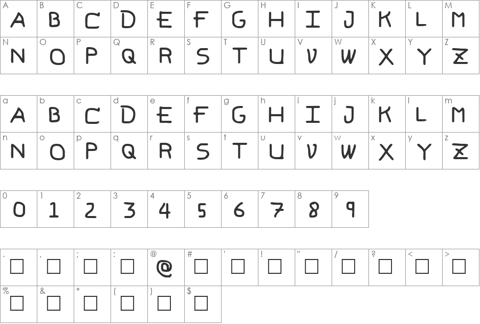 Pf_vvbf6 font character map preview