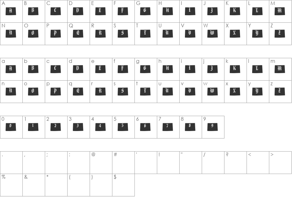 pf_wy font character map preview