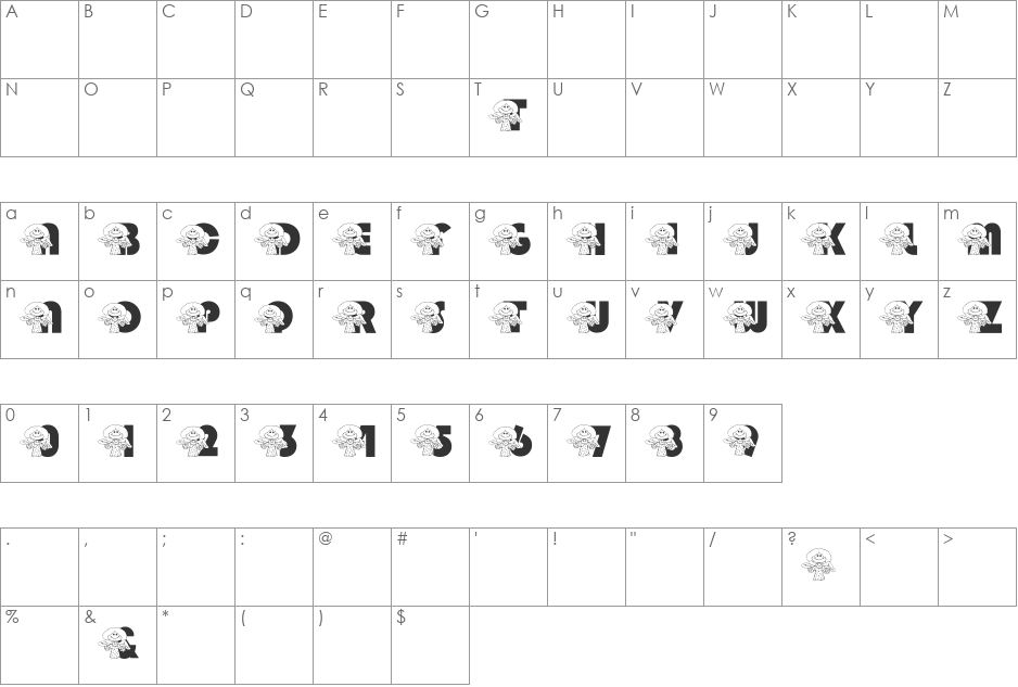 pf_xmas_angel font character map preview