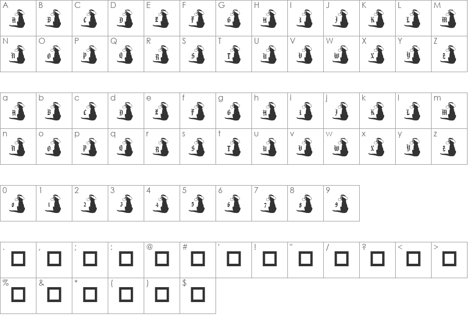 pf_xmas_cat font character map preview