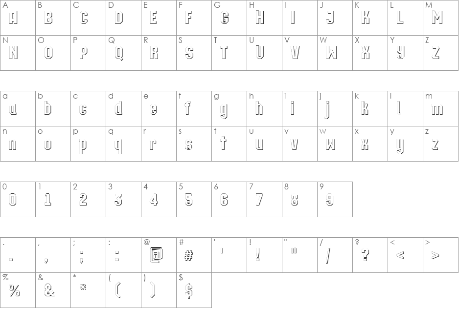 a_Technocrat3Dxtr font character map preview