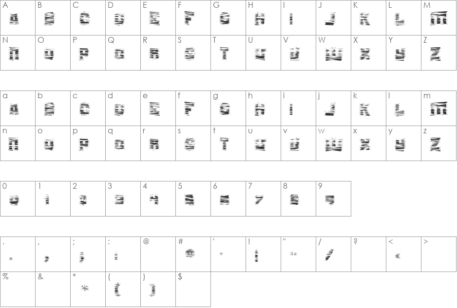 Phantom font character map preview