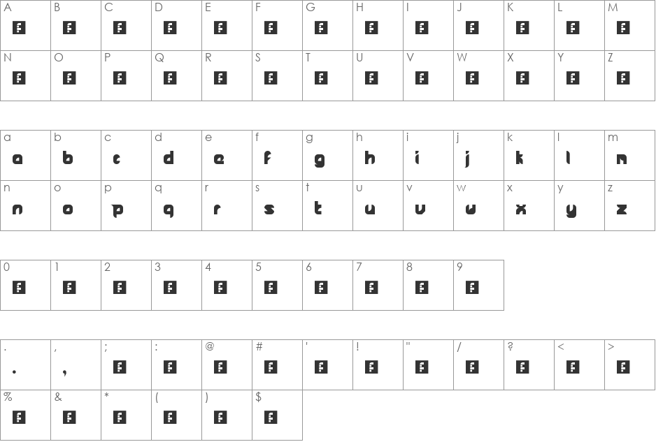 phasor font character map preview