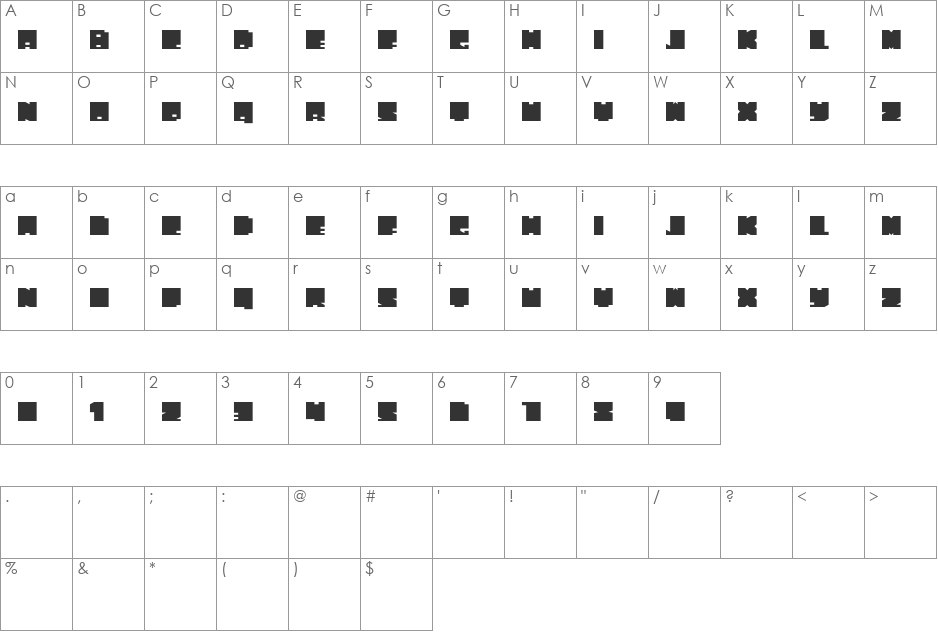 Phat Blox font character map preview