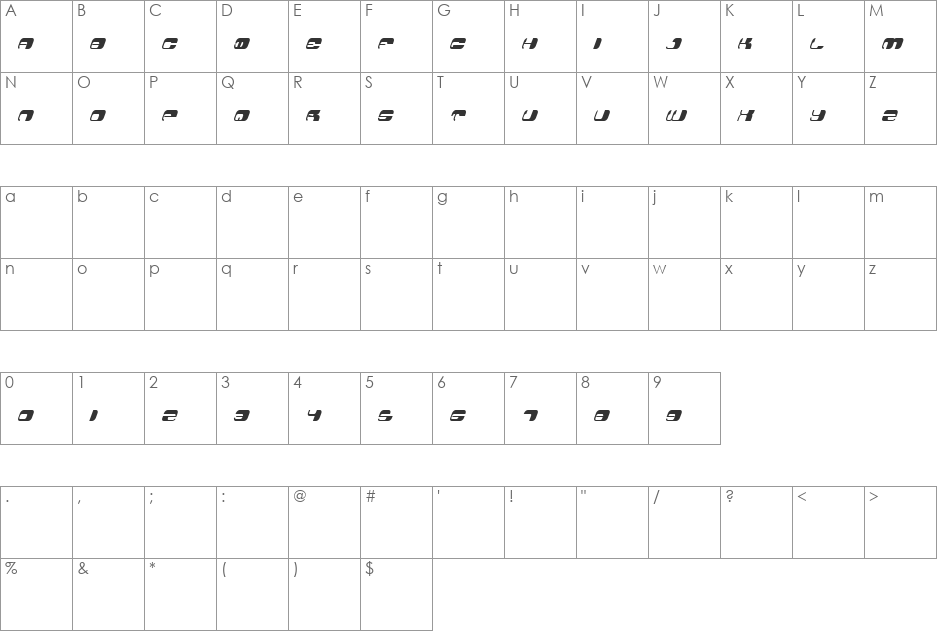 PHAT FONT font character map preview