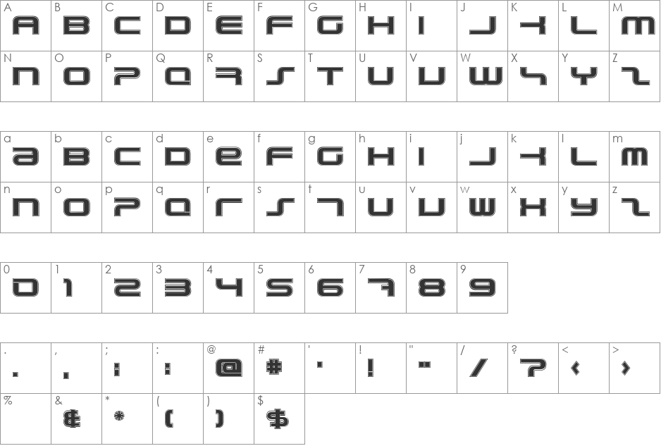PhatBoy Slim font character map preview