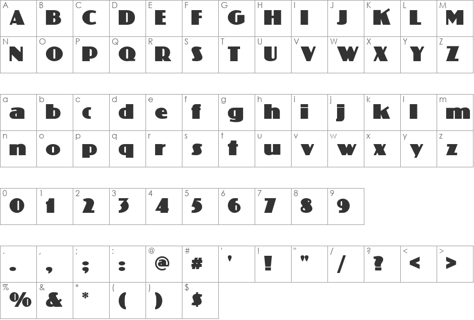 Phatt Phreddy NF font character map preview