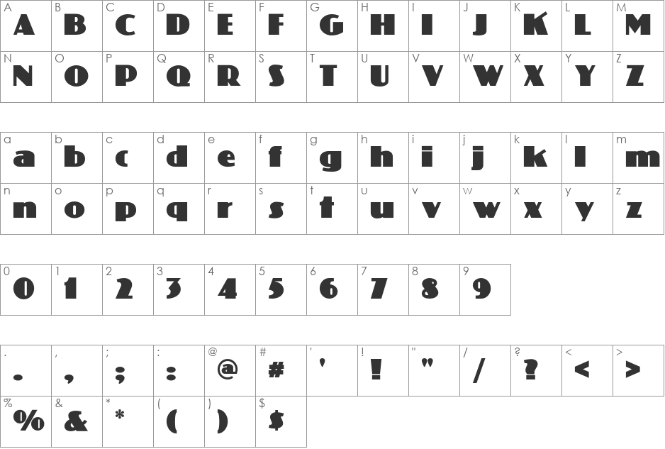 Phatt Phreddy NF font character map preview