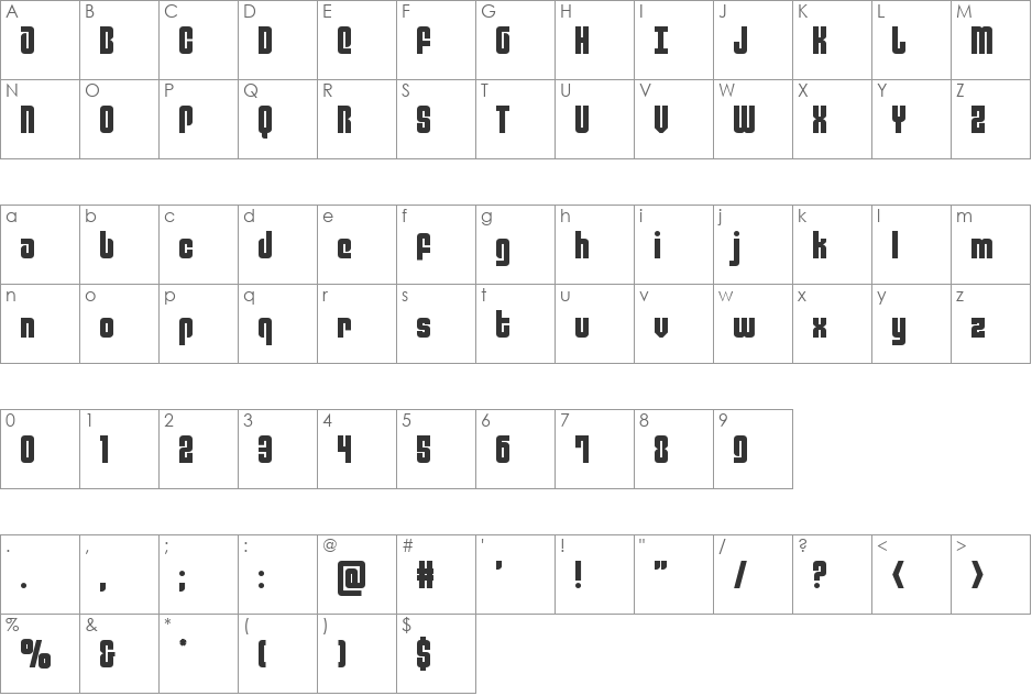 Philadelphia Semi-Italic font character map preview