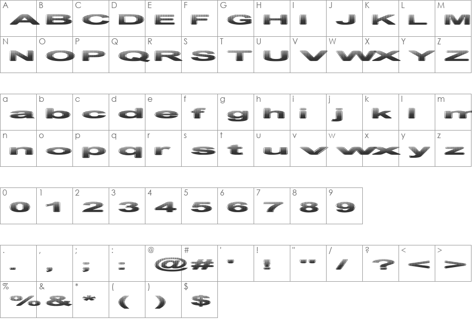 Philtered Phont font character map preview