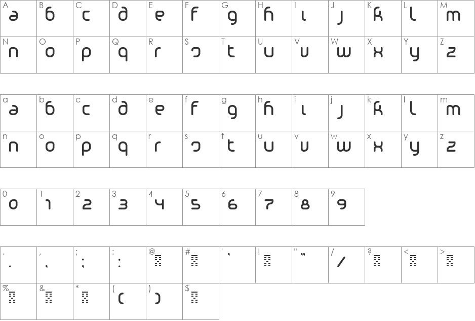 Phino font character map preview