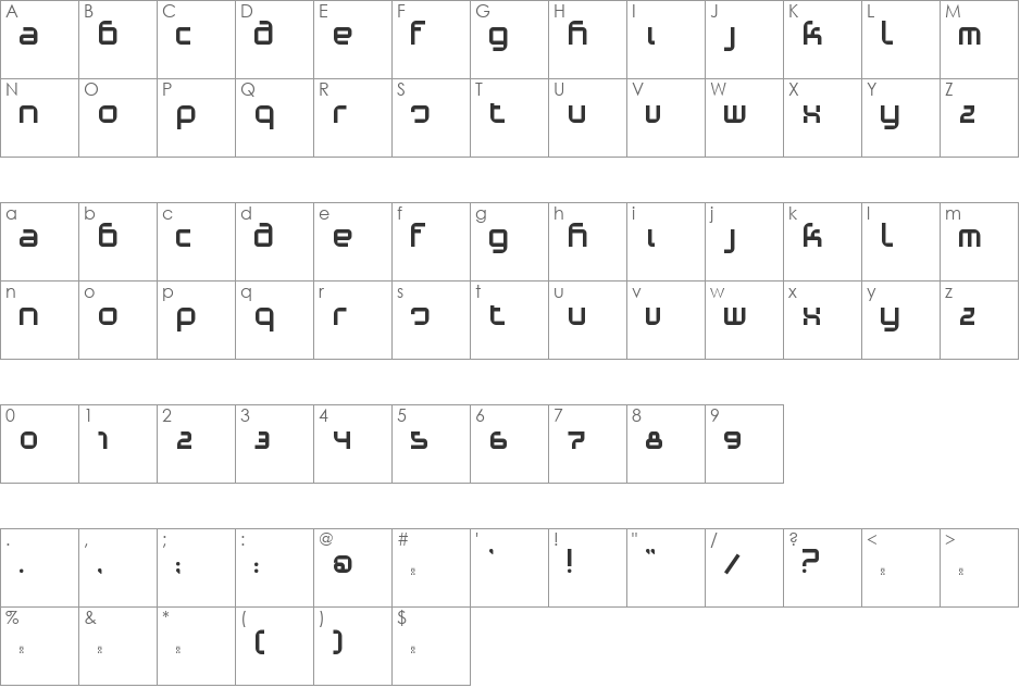 Phino (Variation) font character map preview