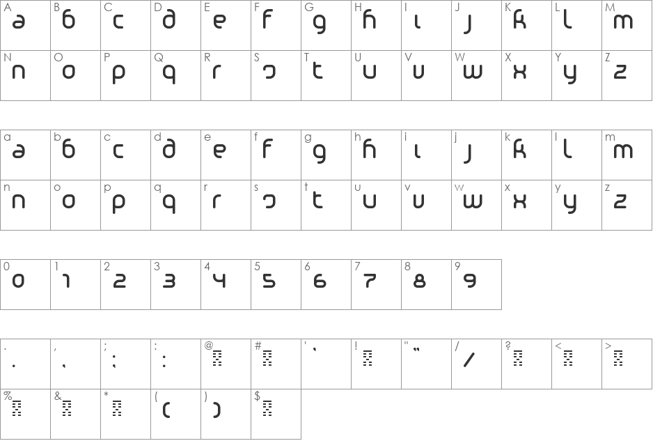 Phino Tight font character map preview