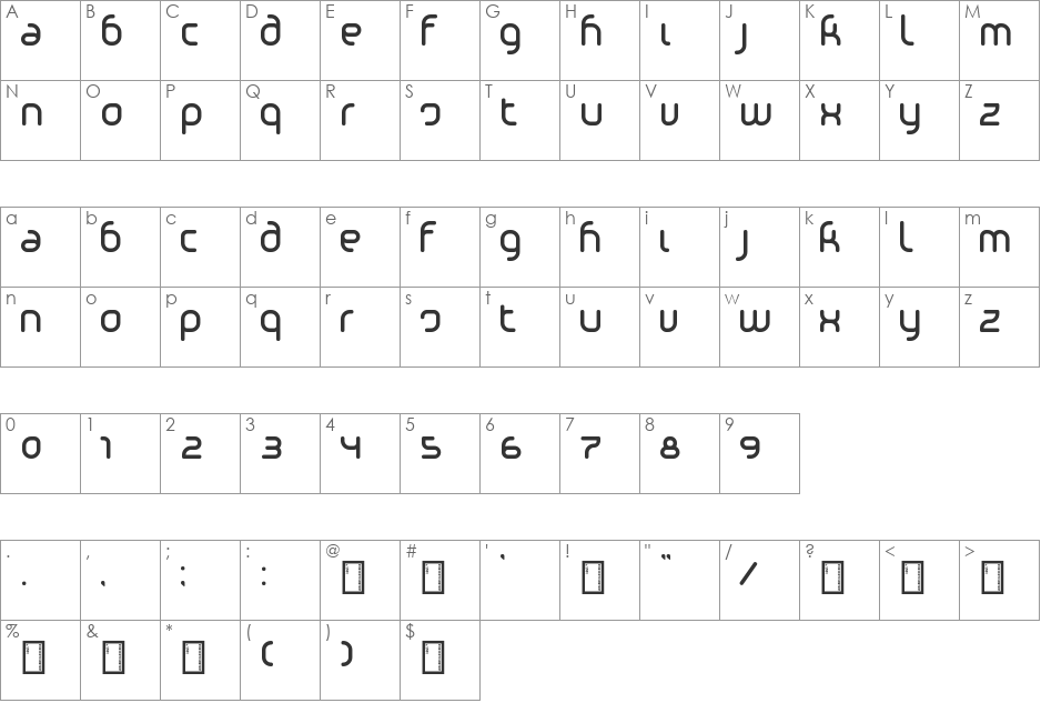 Phino Tight font character map preview