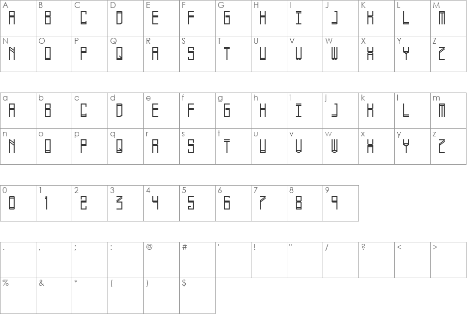 Phlekzi font character map preview