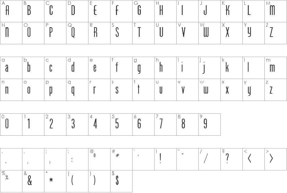 Phoenix One font character map preview