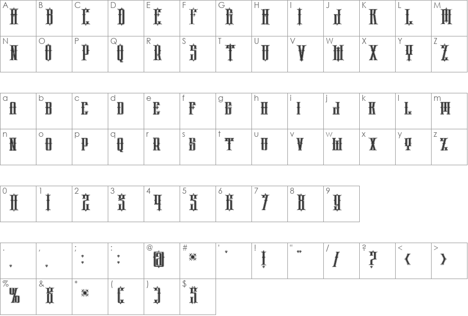 phoenix regular font character map preview