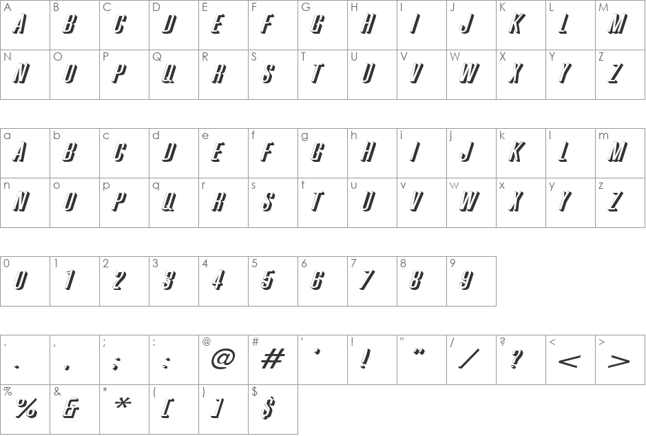 Phoenix-Extended font character map preview