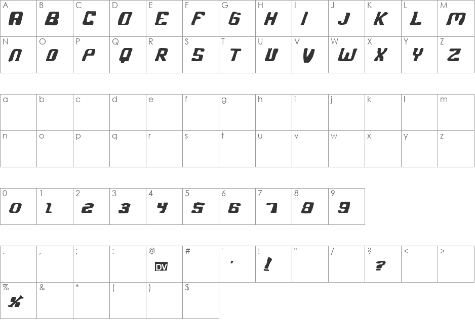 phonebook font character map preview