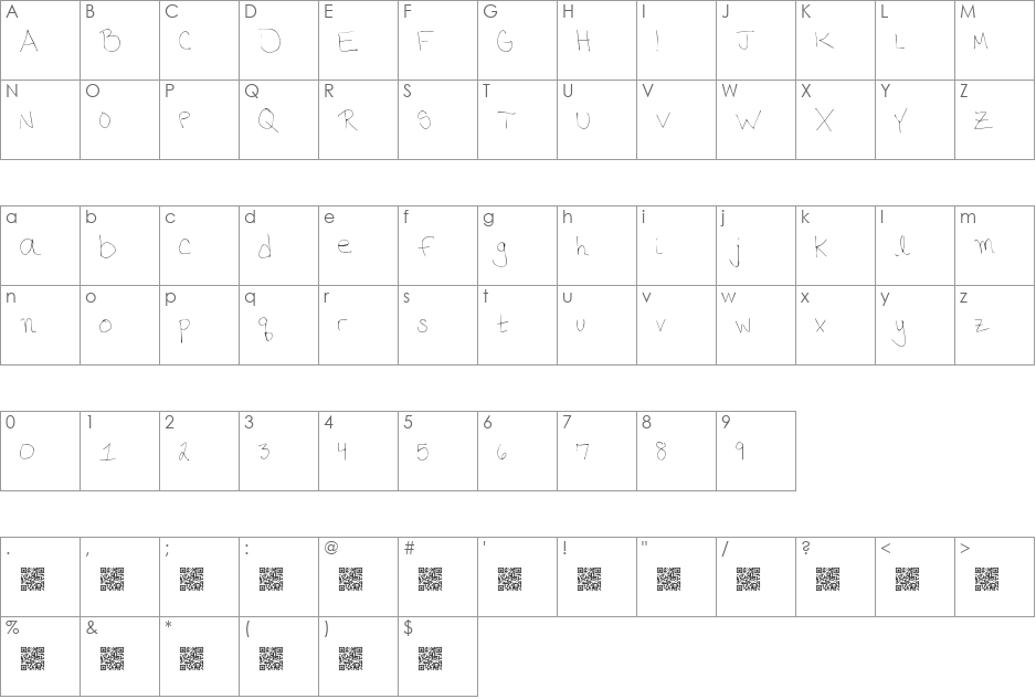 PhoneHome font character map preview