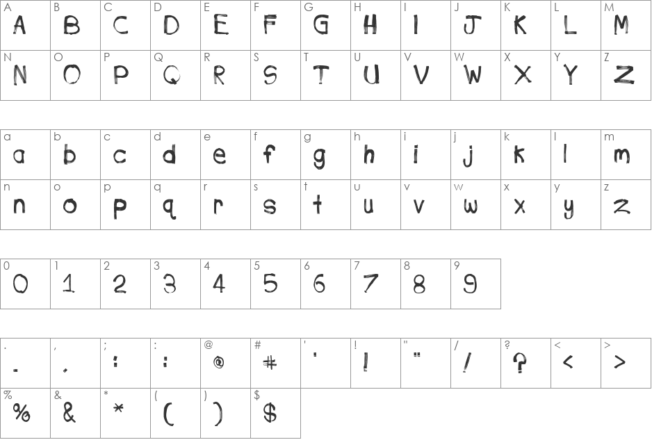 PhoneStreak font character map preview
