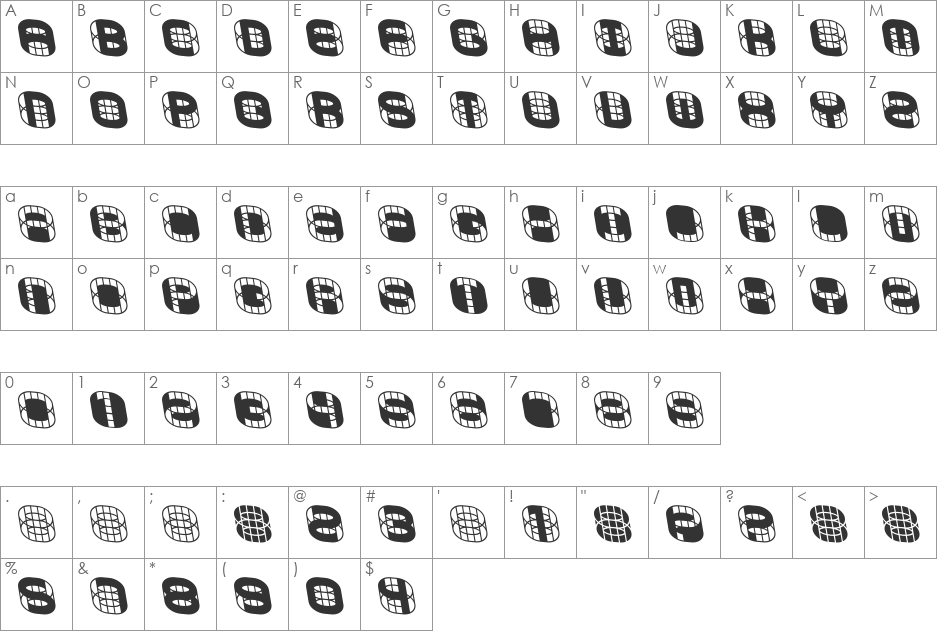 PHONIE font character map preview