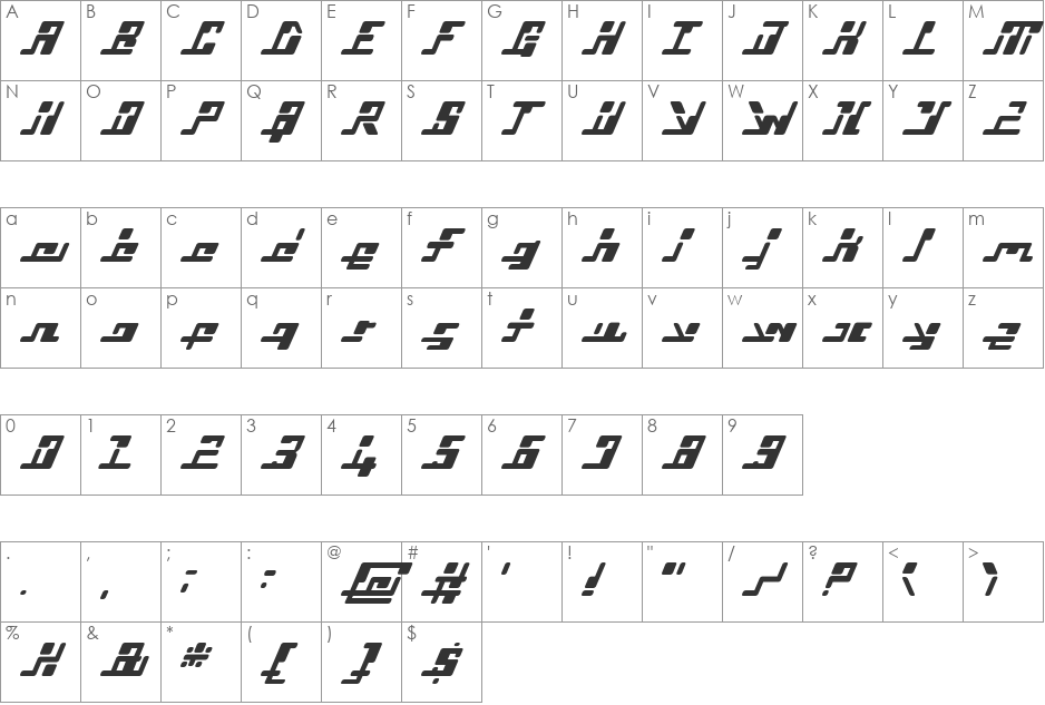 Phoque font character map preview