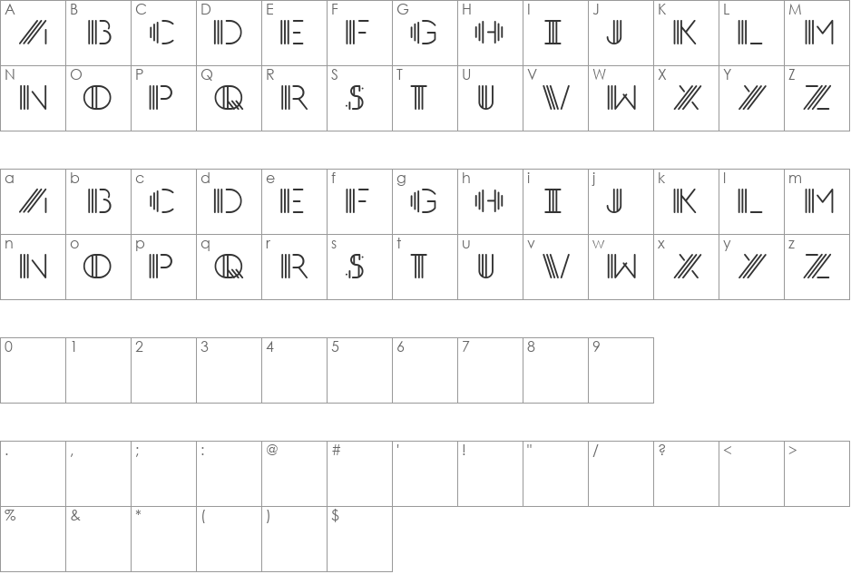 PhotoCab Display font character map preview