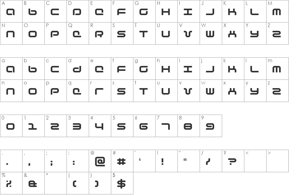 Phutura font character map preview