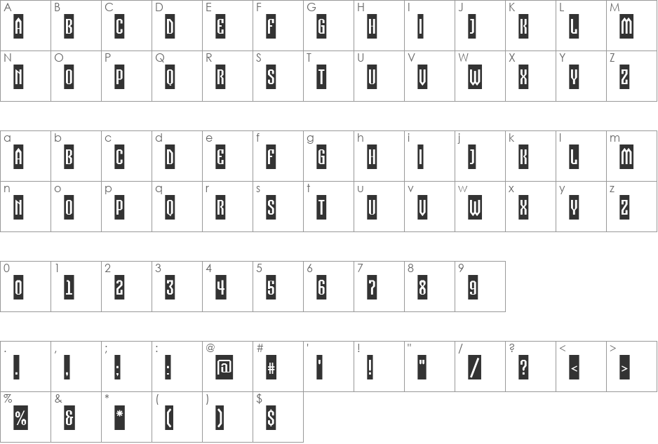 a_VizoraCm font character map preview