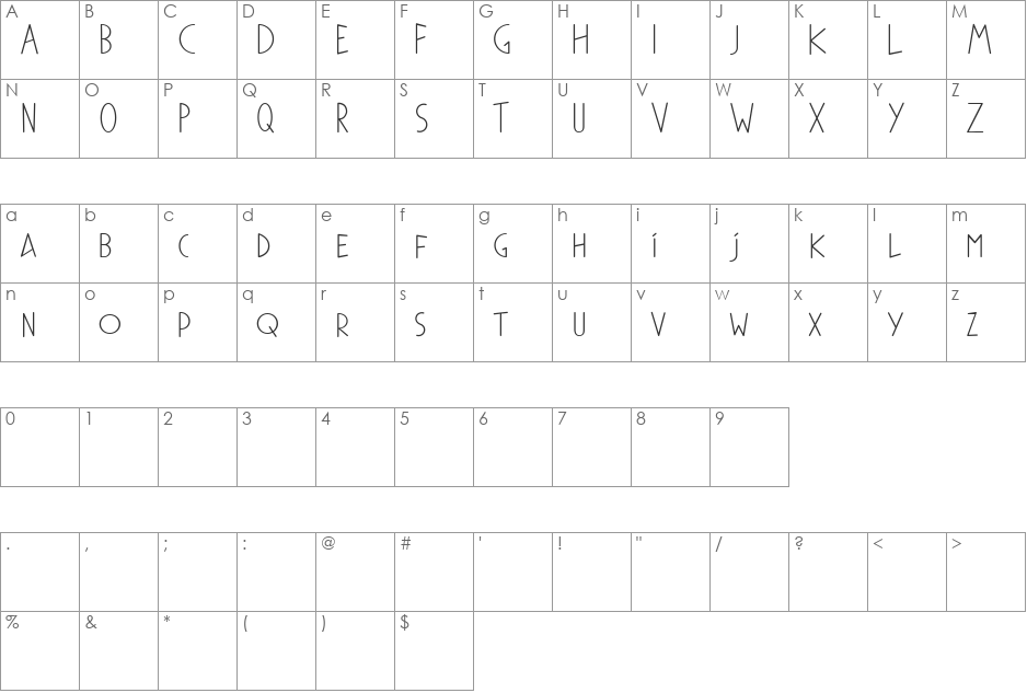 Phylactere DEMO font character map preview