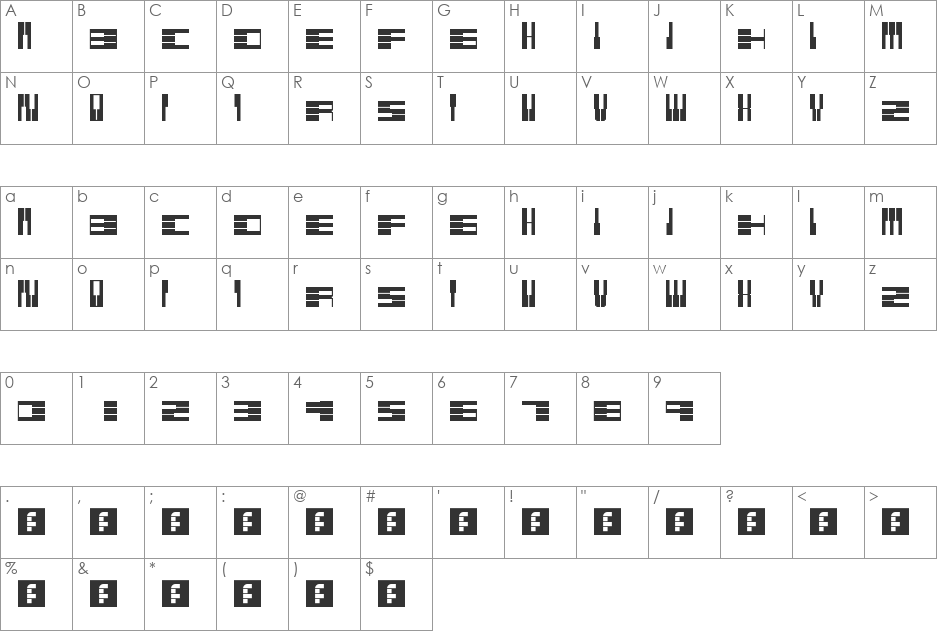 PianoFonte font character map preview