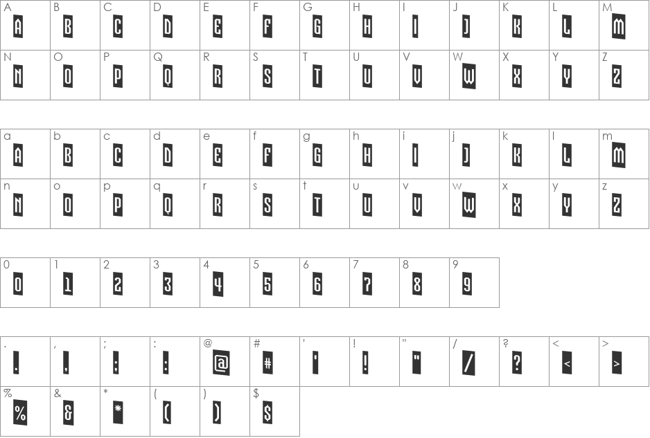 a_VizoraCmDn font character map preview