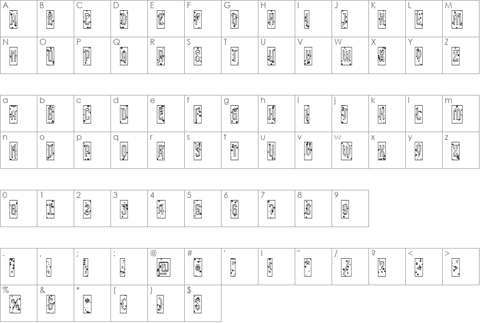 a_VizoraCmInkb font character map preview