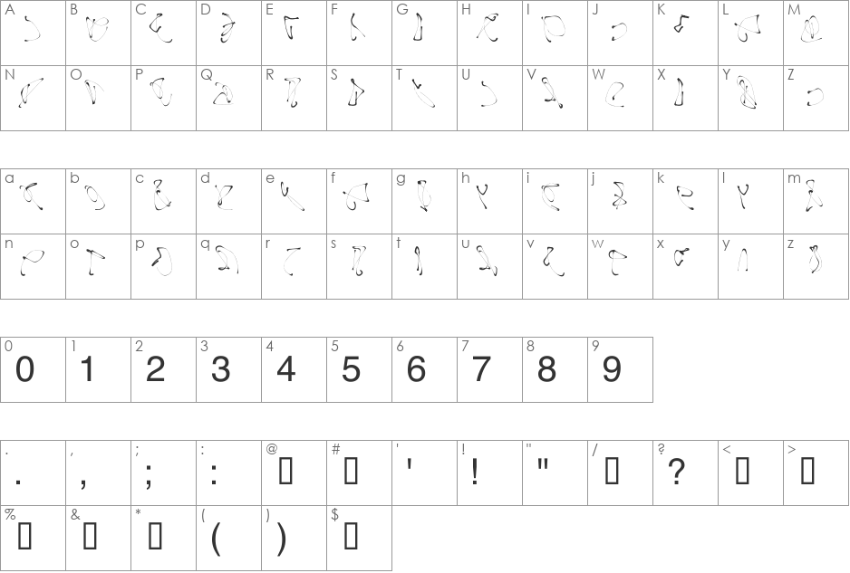 picassadance font character map preview