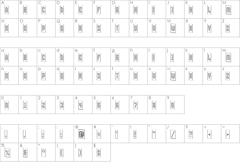 a_VizoraCmOtlDn font character map preview