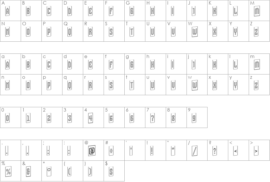 a_VizoraCmOtlUp font character map preview