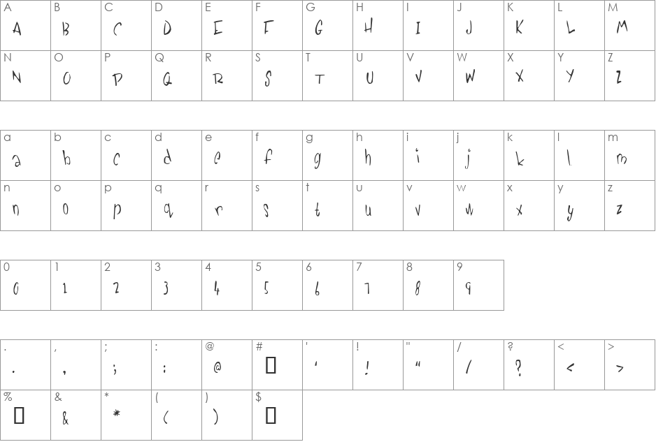 Pickabilly font character map preview