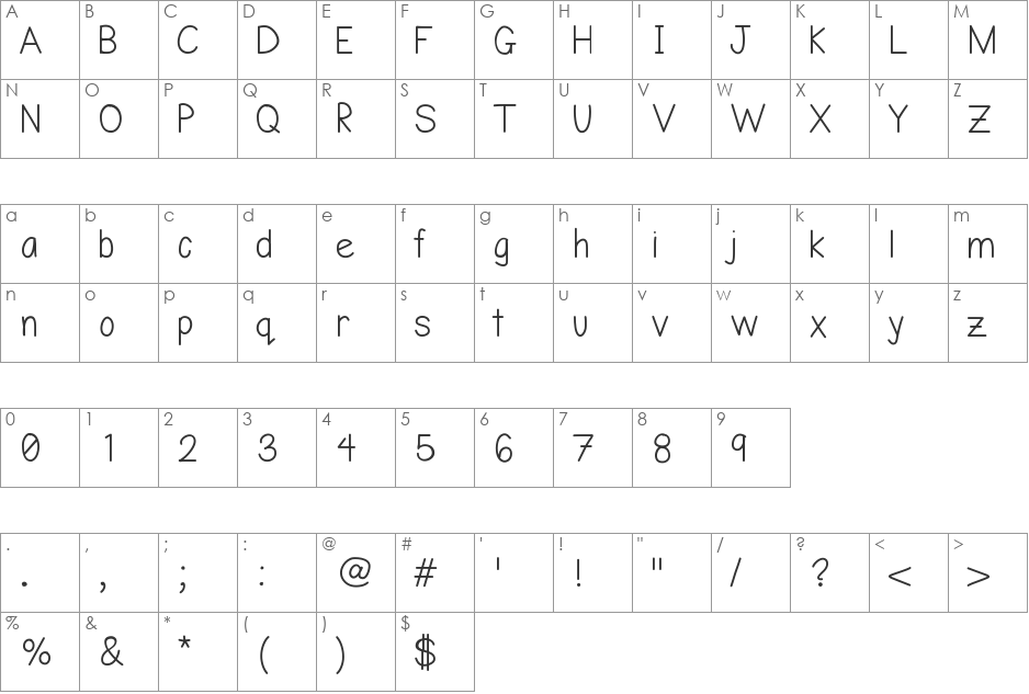 PickandRoll font character map preview